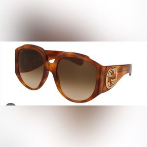 GUCCI OVERSIZED GG LOGO SUNGLASSES - TORTOISE SHELL BROWN - FANTASTIC CONDITION